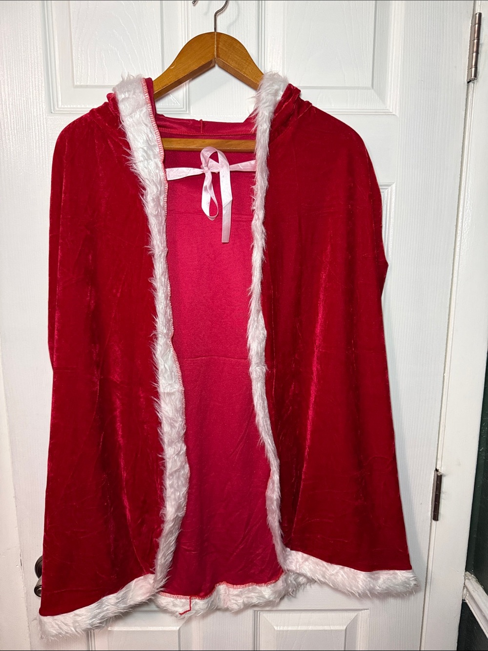 Christmas Holiday Costume Cloak Velvet Hooded Cape Robe 32" Length